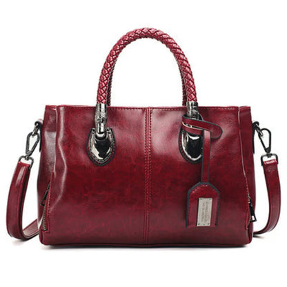 Giana | Elegant Leather Handbag with Woven Handle