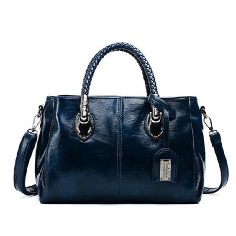 Giana | Elegant Leather Handbag with Woven Handle