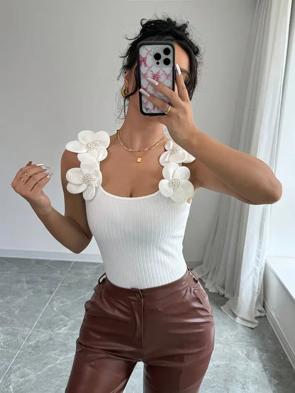 Áille™ - Floral Ribbed Bodysuit