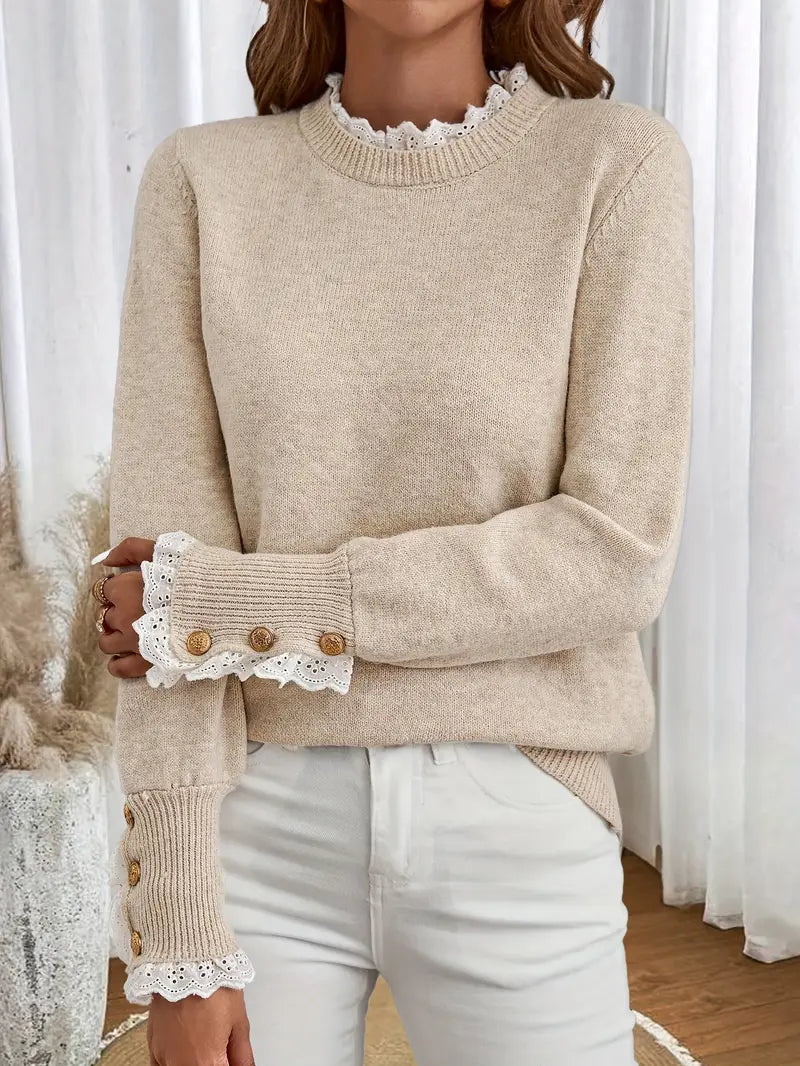 Clodagh™ - Lace Cuff Knit Sweater