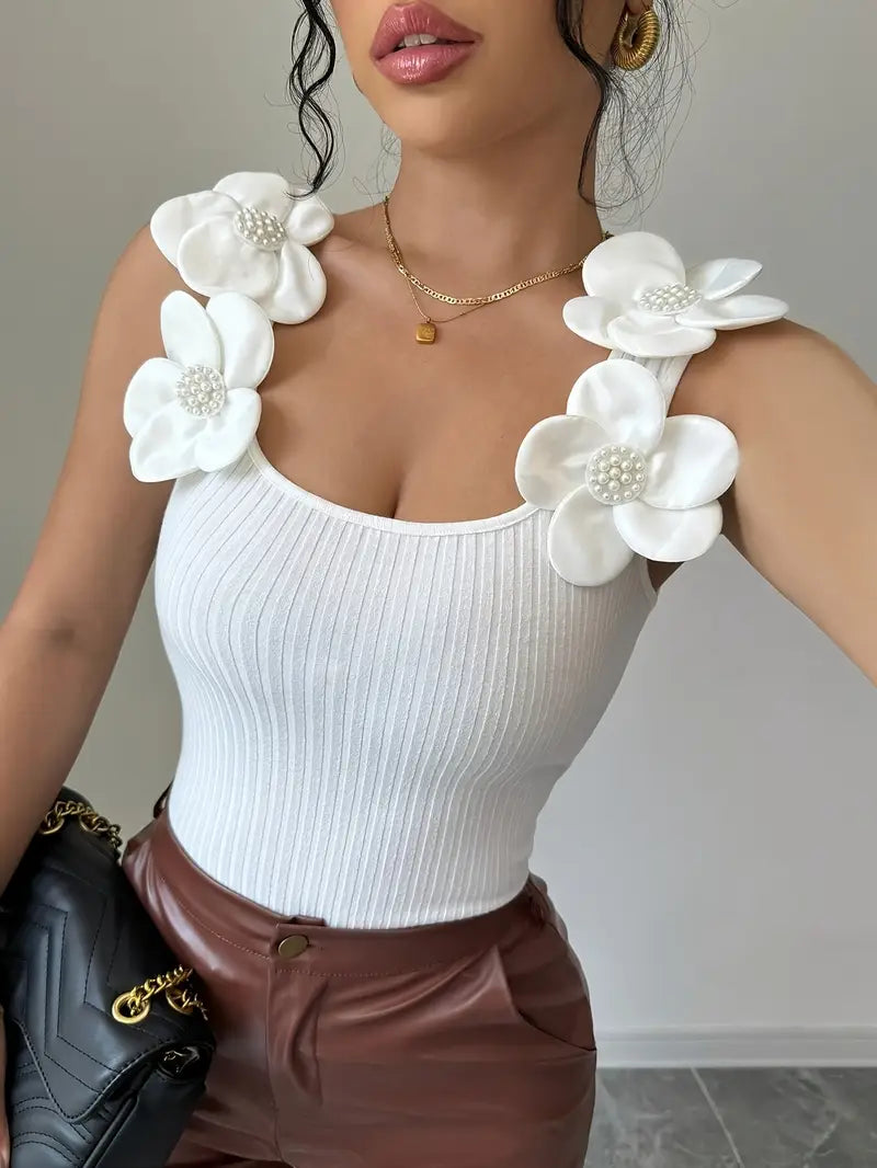 Áille™ - Floral Ribbed Bodysuit