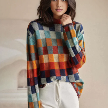 Ivana | Patchwork Turtleneck Sweater by Couture